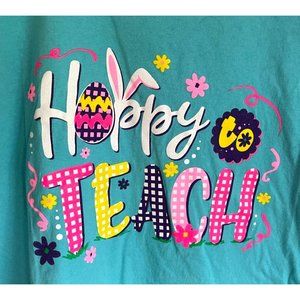 Easter Teacher T-Shirt Hoppy To Teach Tee Size XXL